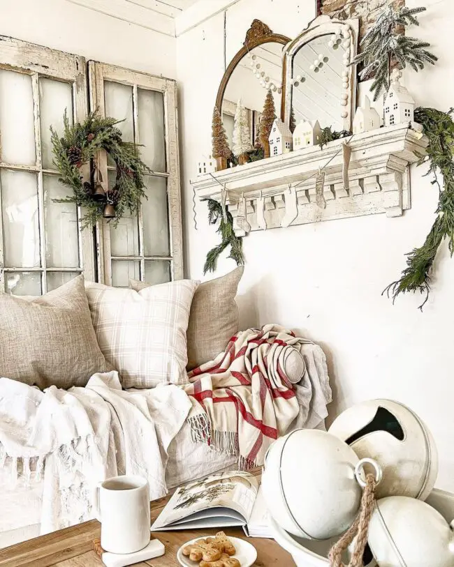 A Farmhouse Living Room with Vintage Cheer