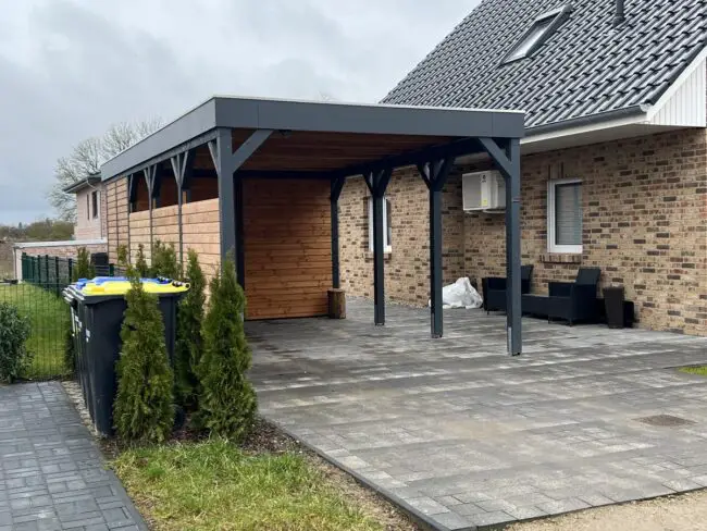 Rustic Wooden Carport With Added Seating