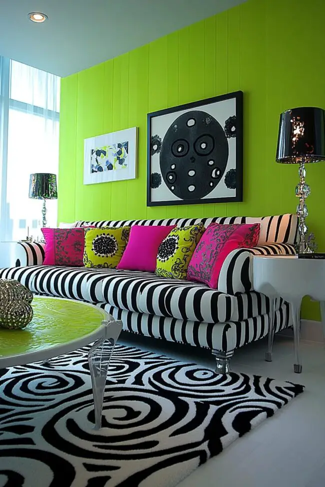 Striking Black-and-White Stripes with Green