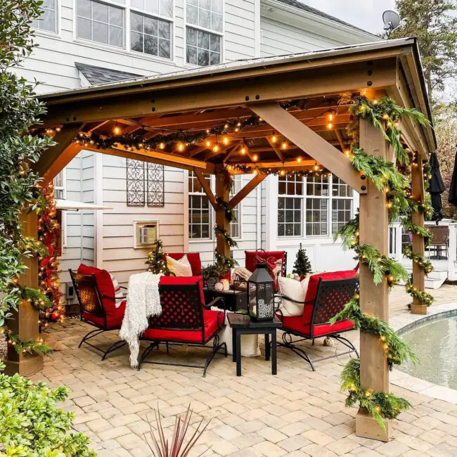 A Pergola Lounge with Festive Accents