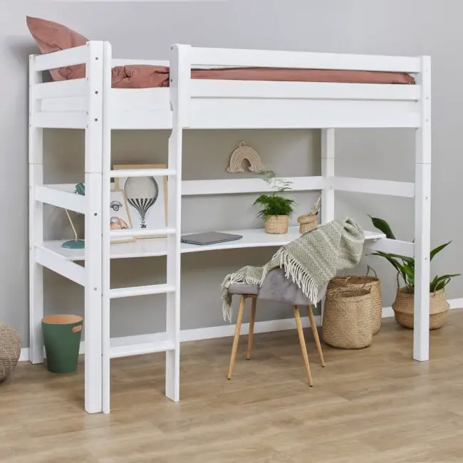 Loft Bed with Desk and Shelf Space