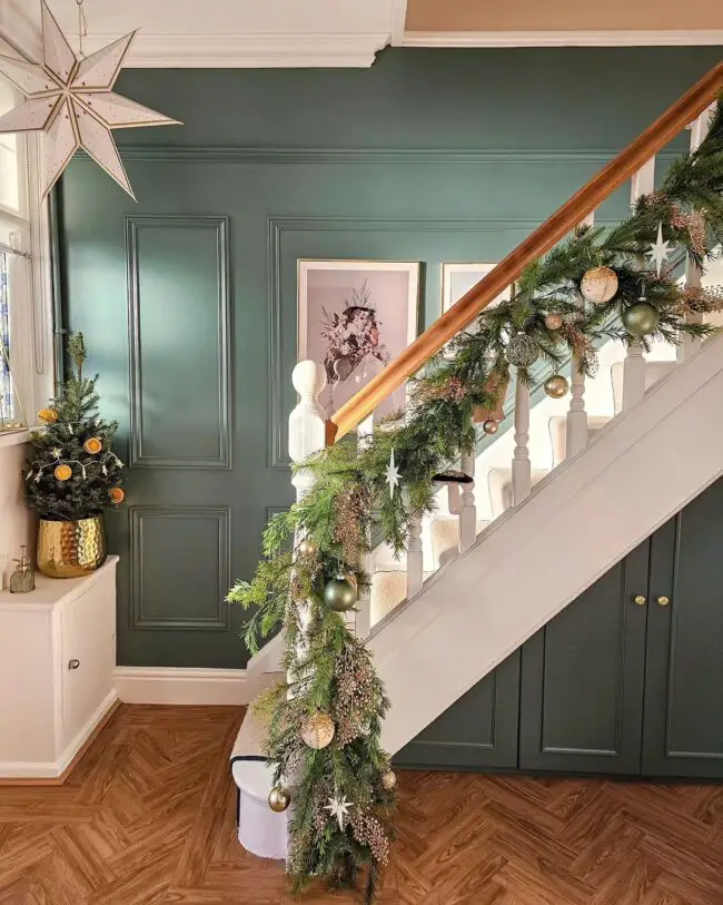 Soft Greenery with Light Holiday Accents