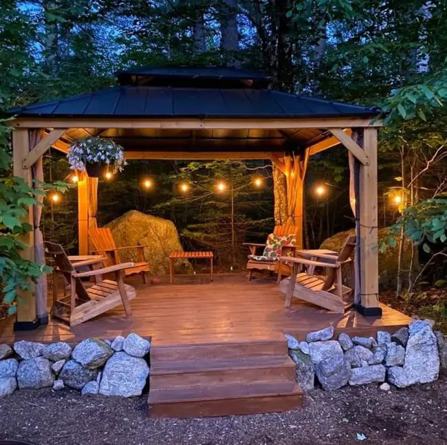 Charming Gazebo Illuminated by Soft Lights