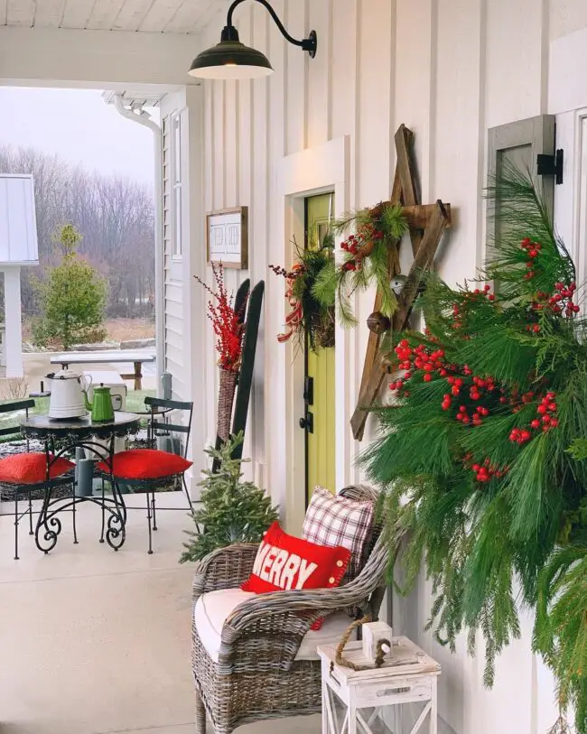 A Welcoming Porch with Holiday Warmth