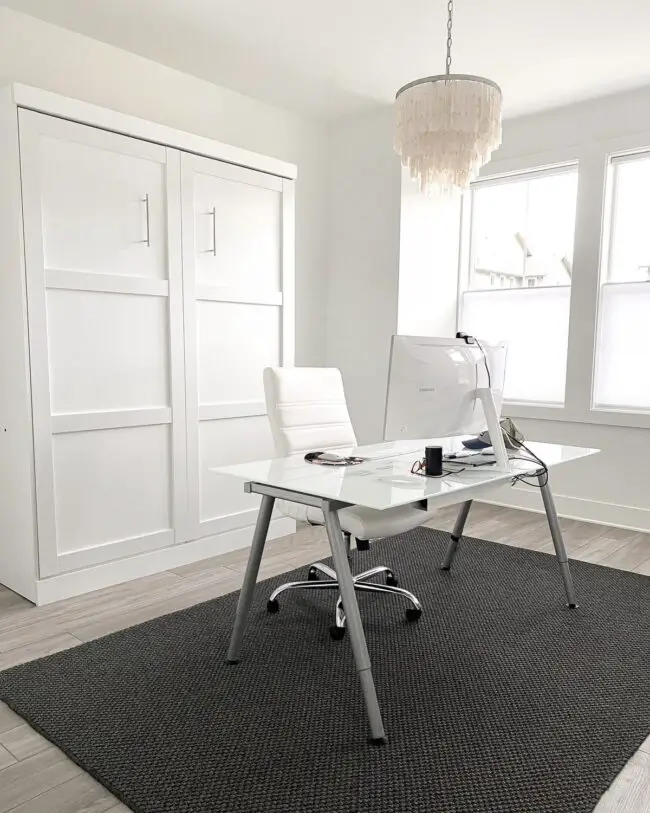 Sleek White Murphy Bed for Office Spaces