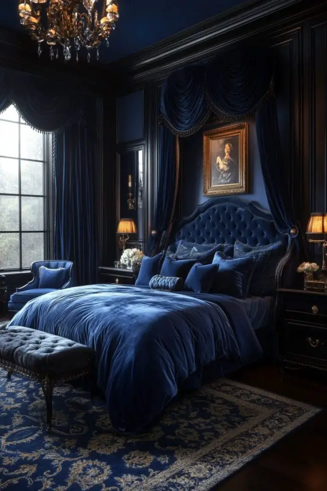 Opulent Blue Velvet Retreat Room