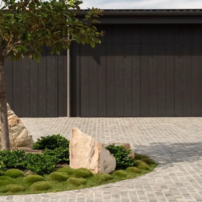 Natural Stone Accents for Simple Driveways