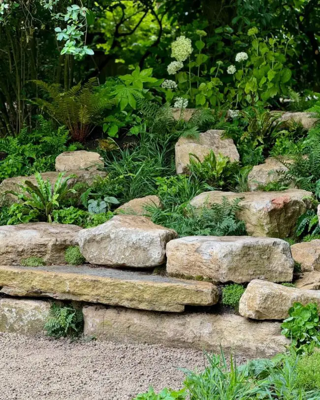 Stunning Stone Garden Surrounded by Foliage