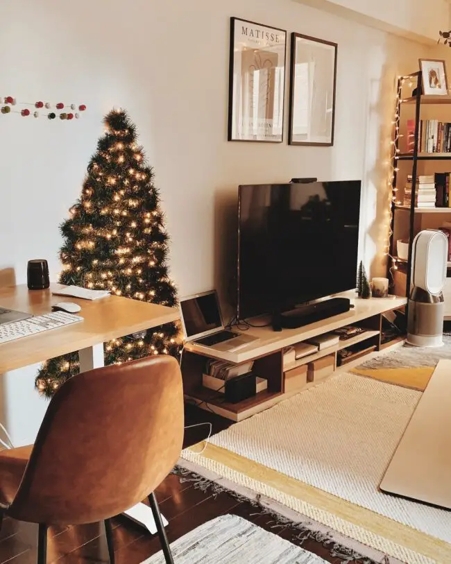 A Minimalist Workspace with Holiday Warmth