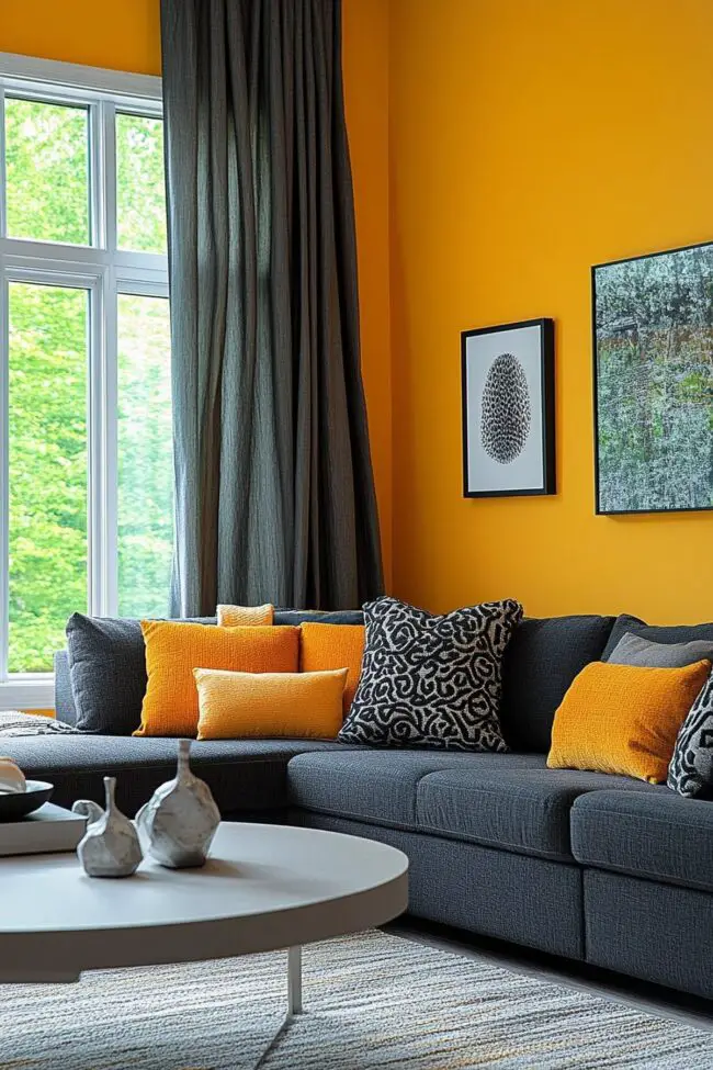 Energetic Yellow Walls with Gray Accents