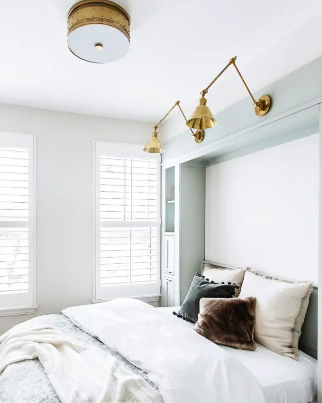 Light-Filled Murphy Bed with Gold Details