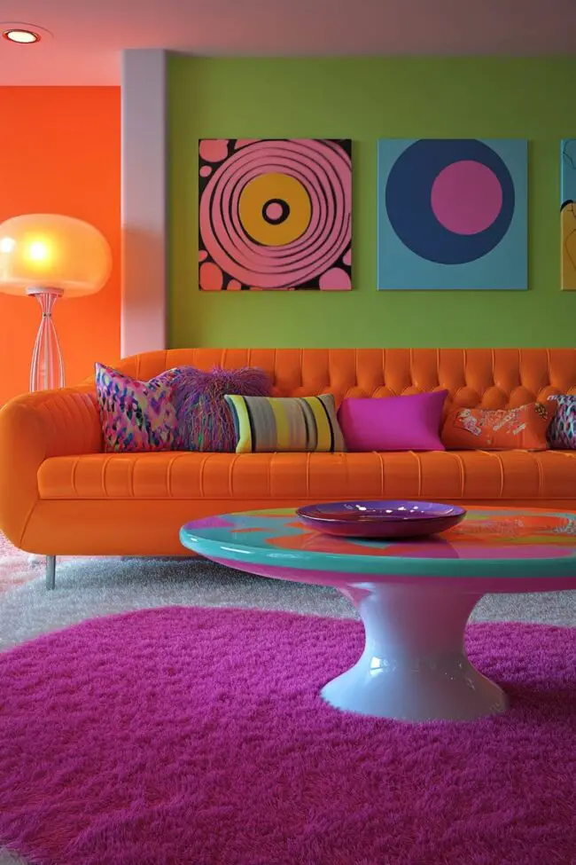 Energizing Orange Sofa in Lively Room