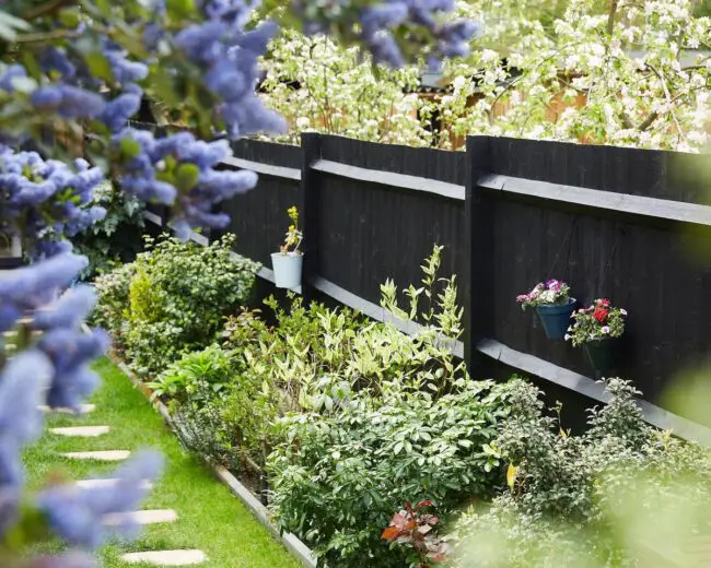 Modern Black Fence Featuring Floral Details