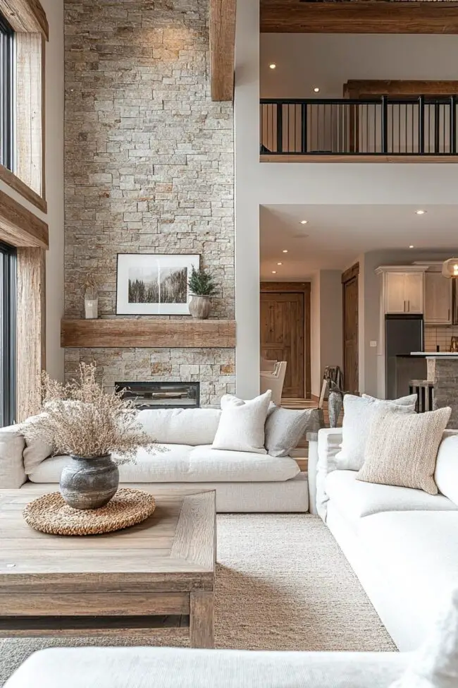 Beige Bliss with Stone and Wood