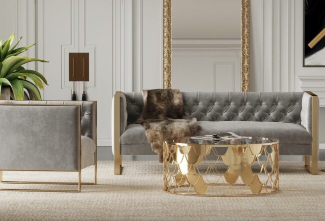 Sophisticated Grey Velvet with Gold Highlights