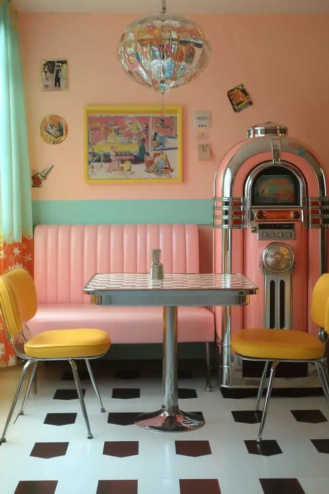 Nostalgic Pastel Retro Diner Delight