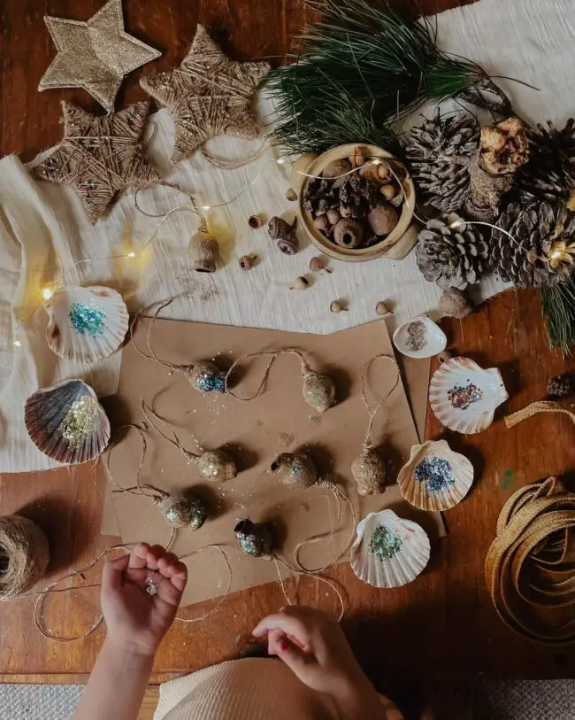 Glittered Acorn Ornaments for a Rustic Tree