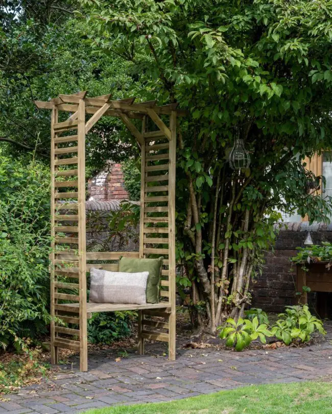 Natural Archway Bench with Rustic Charm