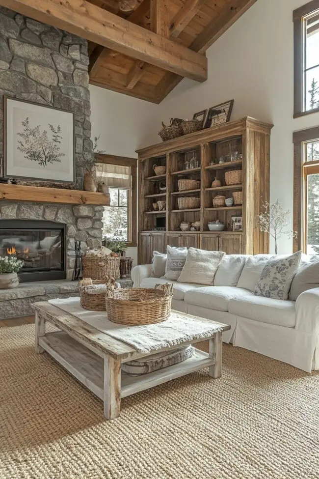 Rustic Wood and Stone Cozy Retreat