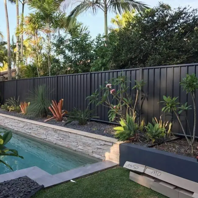 Stunning Black Metal Pool Fence Design