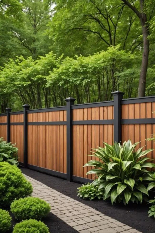 Sturdy Black Framed Privacy Fence Design