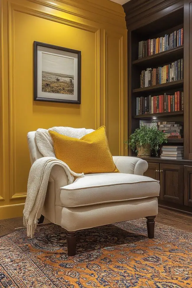 Mustard Walls with Cozy Accents