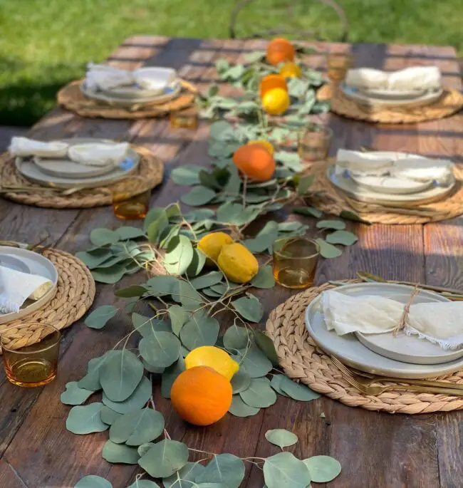 Citrus-Inspired Rustic Dining Arrangement