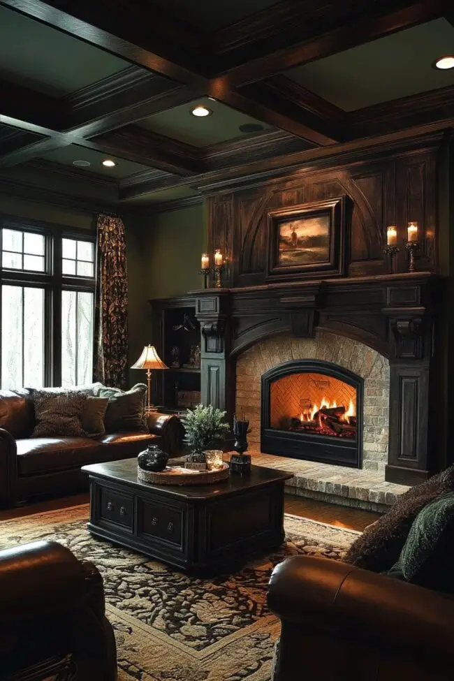 Rustic Retreat with Dark Wood and Leather