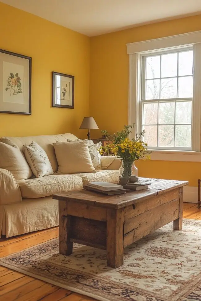 Inviting Rustic Living Room with Wood