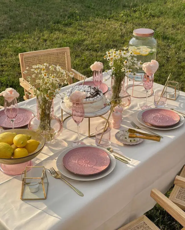 Bright Pastel Table Setting for Brunch