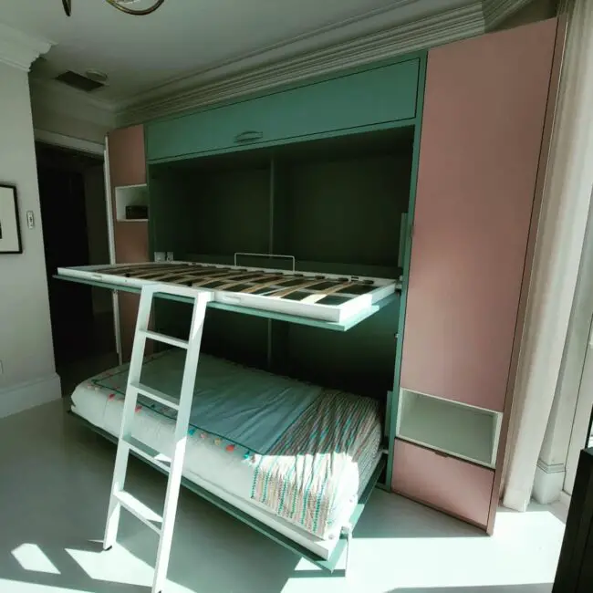 Soft-Hued Murphy Bed Paired with Bunk Configurations