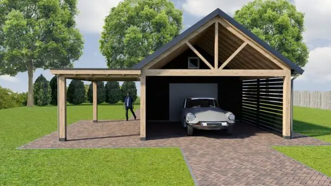 Dual Carport With Adjacent Storage Shed