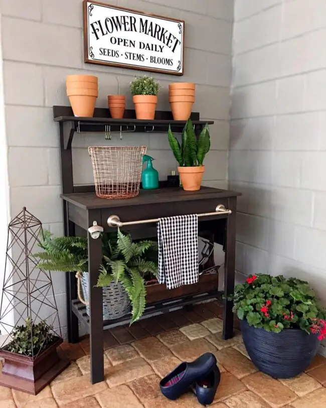 Potting Bench Evoking The Spirit Of A Flower Market