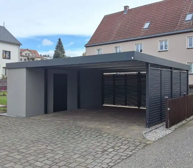 Expansive Double Carport With Integrated Enclosed Storage