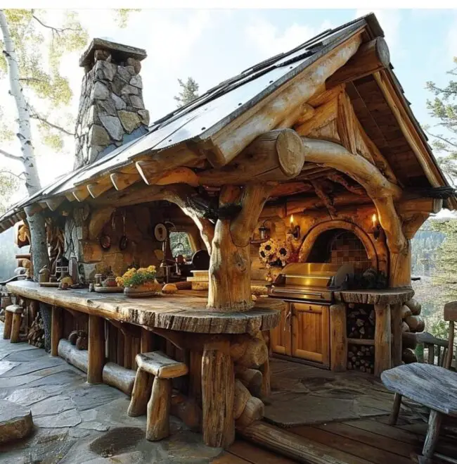 Cozy Log Cabin Kitchen Design