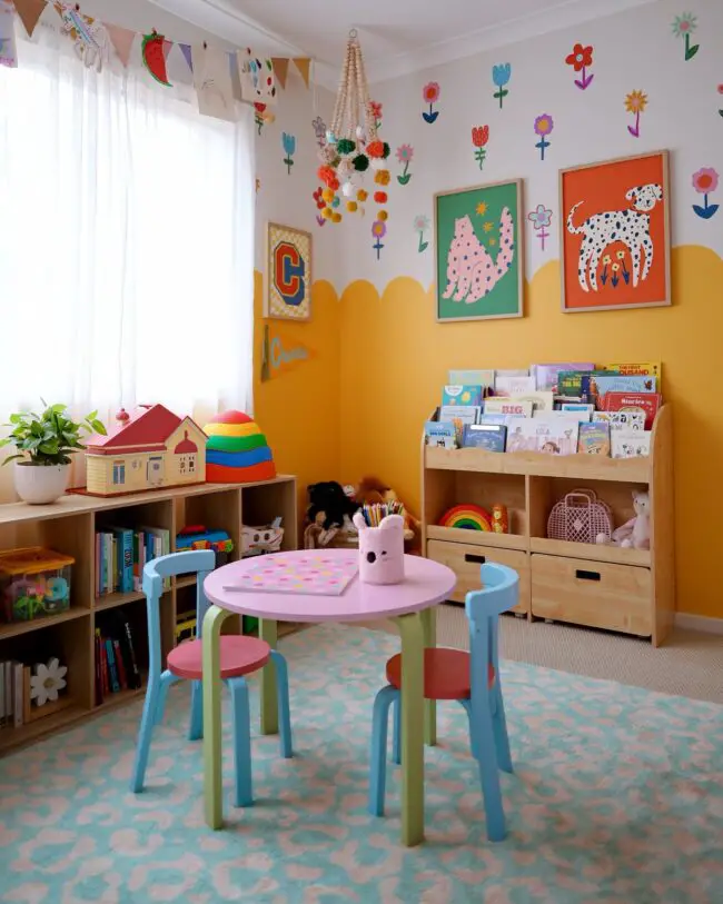 Dynamic Playroom Bursting with Colorful Decor