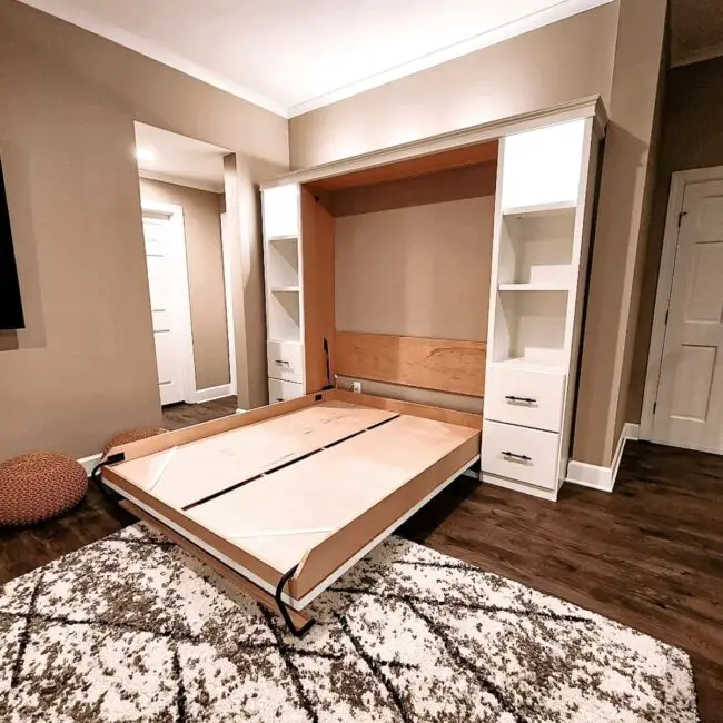 Unadorned Murphy Bed with Integrated Storage