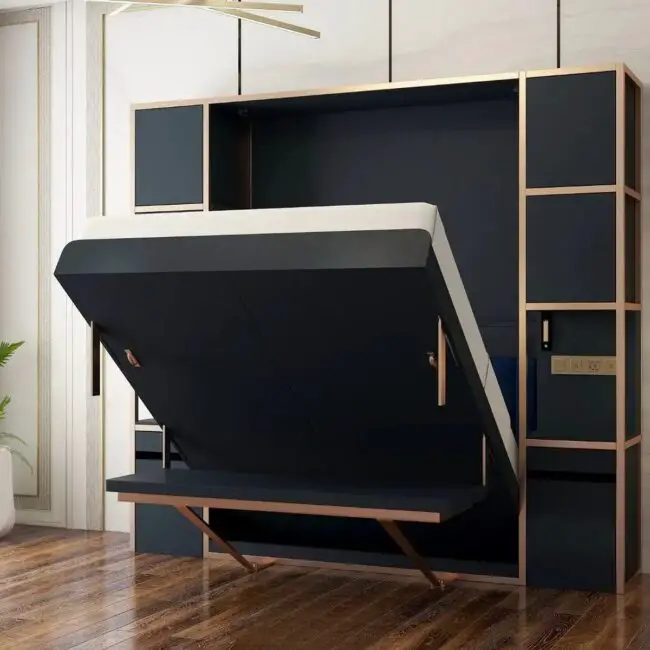 Contemporary Murphy Bed in Black and Gold