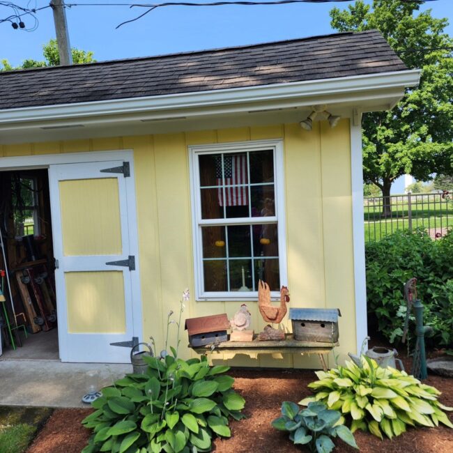 Bright Yellow Shed with Retro Appeal