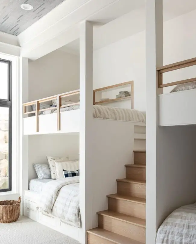 Stylish Bunk Bed Featuring Built-in Stairs