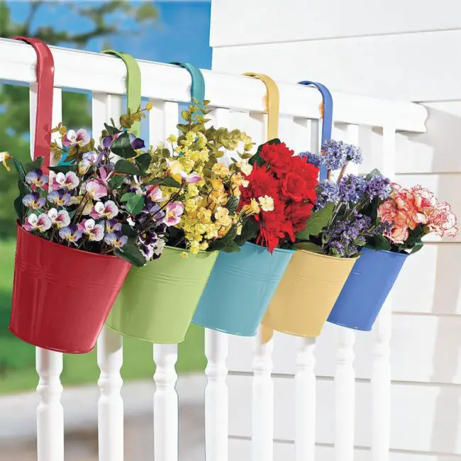 Brightly Colored Metal Buckets for Storage