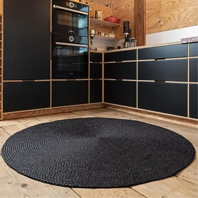 Striking Black Round Area Rug