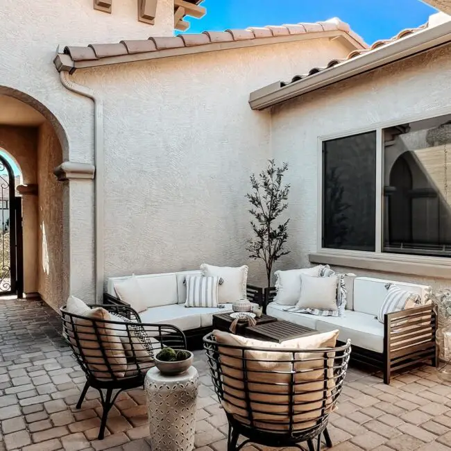 Charming Mediterranean Courtyard in Soft Shades